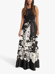 Gina Bacconi Jaimarie Атласное платье с цветочным принтом, черный/белый