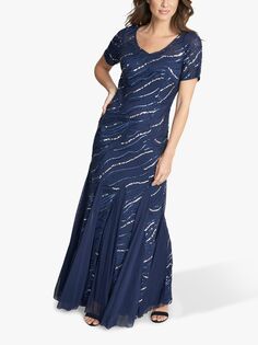 Gina Bacconi Платье макси с пайетками Maybelle, темно-синее