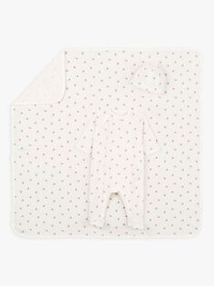 Комбинезон для сна с принтом Petit Bateau Baby Bird, подарочный набор из чепчика и одеяла, цвет Marshmallow