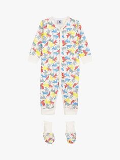 Petit Bateau Baby Colorful Cats Флисовый пижамный комбинезон и пинетки Подарочный набор для сна, Зефирный/Мульти