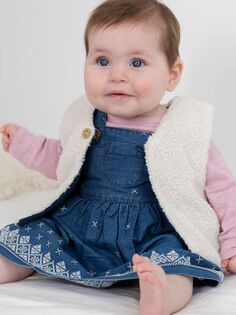 Джинсовое платье Pinnie с вышивкой снежинок Purebaby Baby, темно-синий