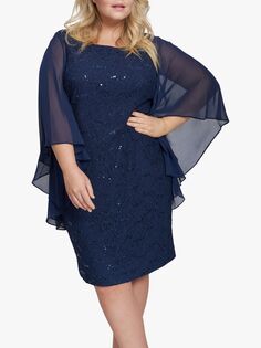 Gina Bacconi Платье свободного кроя с кружевом и пайетками размера Passion, весенне-темно-синий