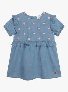 Carrément Beau Baby Легкое джинсовое платье с цветочной вышивкой, синее