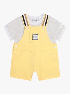Комплект детской футболки и комбинезона HUGO BOSS, желтый/мульти