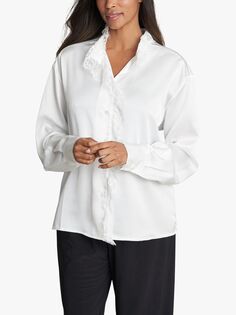 Gina Bacconi Блуза с длинными рукавами Verity и кружевной отделкой, белая