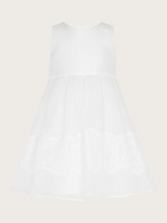 Кружевное крестильное платье Monsoon Baby Alovette Hope, белое