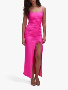 Платье макси из атласа-комбинации Good American, ярко-розовый