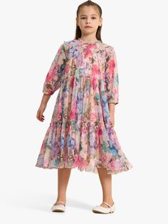 Детское сетчатое платье с рюшами Angel &amp; Rocket Eleanor, розовый/мульти