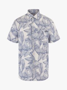 GUESS Рубашка с коротким рукавом Lupine Stencil Leaf, синяя
