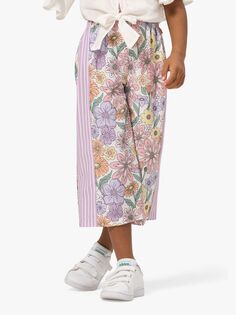 Детские широкие брюки с принтом Angel &amp; Rocket Patti, фиолетовый с цветочным принтом