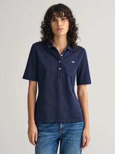 Рубашка поло GANT из хлопка пике с логотипом, вечерний синий