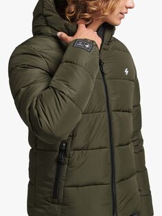 Куртка-пуховик с капюшоном Superdry Sports, цвет темный мох