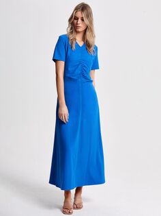 Helen McAlinden Finnley Платье из джерси со сборками, темно-синий