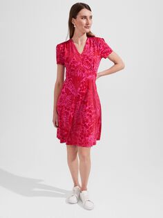 Трикотажное платье Hobbs Ann с принтом листьев, розовый/красный Hobb's