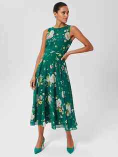 Платье-миди с цветочным принтом Hobbs Carly, Зеленый/Мульти Hobb's