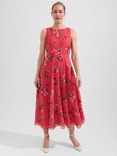 Платье-миди с цветочным принтом Hobbs Carly, Красный/Мульти Hobb's