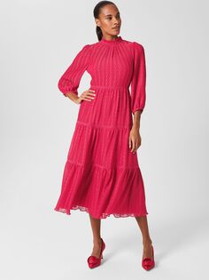 Текстурированное платье миди Hobbs Colette, цвет вишнево-розовый Hobb's