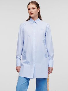 Рубашка-туника в полоску KARL LAGERFELD, холодный синий/белый