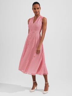 Платье миди с геометрическим точечным принтом Hobbs Lucy, Розовый/Мульти Hobb's