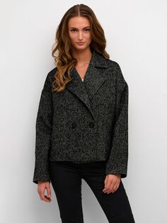 KAFFE Olivia Твидовый пиджак с лацканами, коричневый/черный