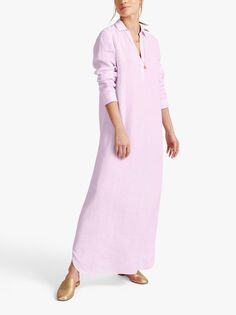 Льняное платье-рубашка макси NRBY Chrissie, розовый сорбет
