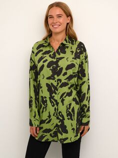 Рубашка с животным принтом KAFFE Ditte, зеленый/черный