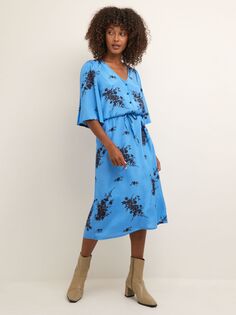 Платье миди с цветочным принтом KAFFE Gilla, синее