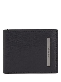 Тонкий кожаный кошелек Calvin Klein двойного сложения с RFID, черный