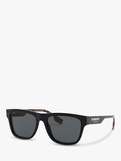 Мужские поляризационные квадратные солнцезащитные очки Burberry BE4293, черные/серые