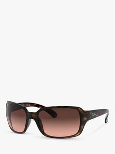 Ray-Ban RB4068 Прямоугольные солнцезащитные очки в черепаховом панцире, Гавана/Розовый