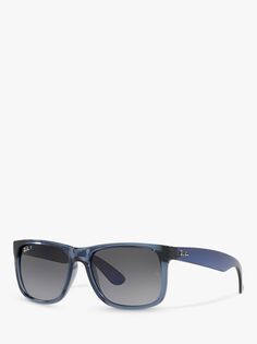 Мужские поляризационные солнцезащитные очки Ray-Ban RB4165 Justin Square, прозрачный синий/серый с градиентом