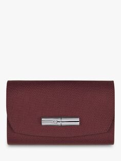 Компактный кожаный кошелек Longchamp Roseau, сливовый