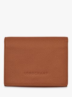 Компактный кожаный кошелек Longchamp Le Foulonné, карамель