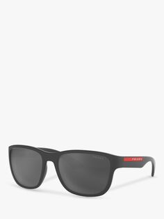 Мужские прямоугольные солнцезащитные очки Prada PS 01US, матовый серый/черный