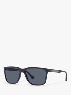 Emporio Armani EA4047 Мужские квадратные солнцезащитные очки, матовый синий/серый