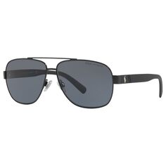 Мужские поляризационные солнцезащитные очки-авиаторы Polo Ralph Lauren PH3110, черные/серые