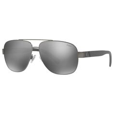 Мужские солнцезащитные очки-авиаторы Polo Ralph Lauren PH3110, темно-серый/зеркальное серебро