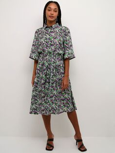 KAFFE Safir Платье-рубашка длиной до колена, зеленый/фиолетовый