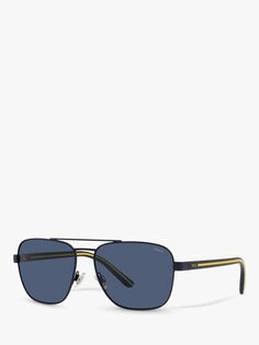 Мужские солнцезащитные очки-пилоты Polo Ralph Lauren PH3138, темно-синие/синие