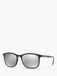 Мужские солнцезащитные очки Prada Linea Rossa PS 01TS, черные/зеркально-серые