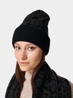 Жаккардовая шапка-бини из смесовой шерсти Sweaty Betty, черный леопардовый цвет