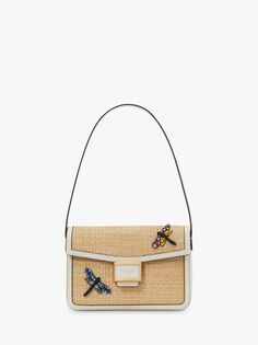 Kate Spade New York Соломенная сумка через плечо среднего размера с украшением Katy Dragonfly