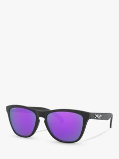 Мужские квадратные солнцезащитные очки Oakley OO9013 Frogskins Prizm, матовый черный/зеркальный фиолетовый