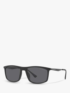 Мужские поляризационные прямоугольные солнцезащитные очки Emporio Armani EA4171U, матовый черный/серый