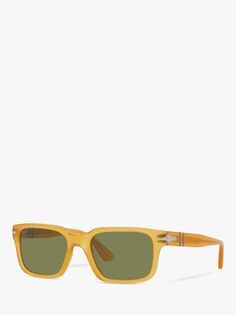 Persol PO3272S Мужские прямоугольные солнцезащитные очки, медовые/зеленые