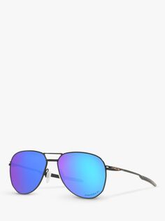Мужские поляризованные солнцезащитные очки-авиаторы Oakley OO4147 Contrail Prizm, сатиновый черный/зеркальный синий