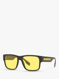 Burberry BE4358 Мужские солнцезащитные очки Knight Square, черные/желтые