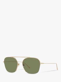 Emporio Armani AR612430 Мужские квадратные солнцезащитные очки, матовое бледно-золотое/зеленое
