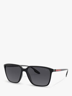 Мужские квадратные поляризованные солнцезащитные очки Prada Linea Rossa PS 06VS, черные/серые