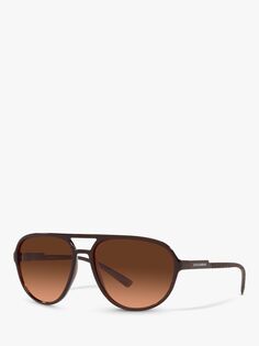 Dolce &amp; Gabbana DG6150 Мужские солнцезащитные очки-авиаторы, матовый коричневый/коричневый с градиентом